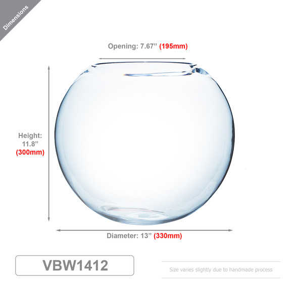 VBW1412 - Clear Round Bubble Bowl Vase - 13" x 12" (1 pc) [Foam Packed]