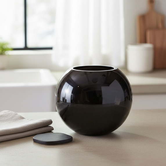 VBW0006BK - Black Glass Bubble Bowl Vase - 6"
