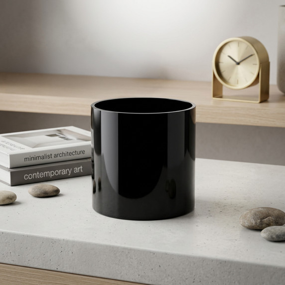 VCY0505BK - Black Glass Cylinder Vase - 5" x 5"