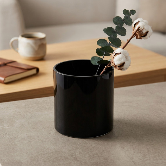 VCY0505BK - Black Glass Cylinder Vase - 5" x 5"