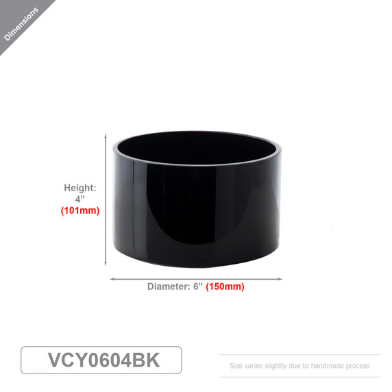 VCY0604BK - Black Glass Cylinder Vase - 6" x 4"