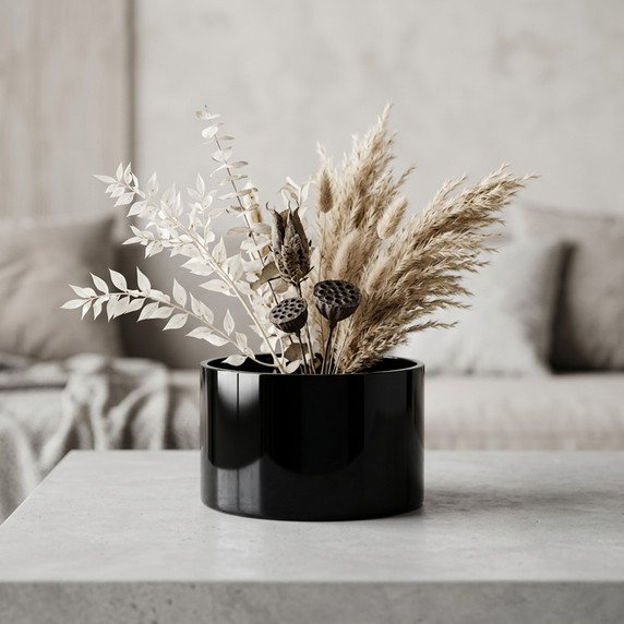 VCY0604BK - Black Glass Cylinder Vase - 6" x 4"