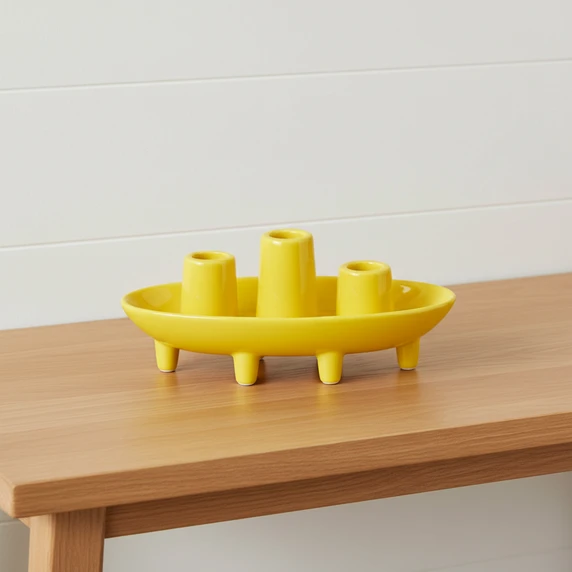 CBD3808YL - Mellow Yellow Footed Ceramic Stem Bowl - 8"