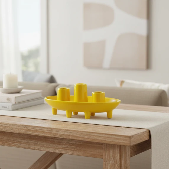 CBD3808YL - Mellow Yellow Footed Ceramic Stem Bowl - 8"