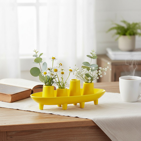 CBD3810YL - Mellow Yellow Footed Ceramic Stem Bowl - 10.25"