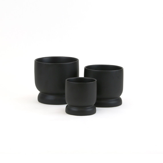 COB7404BK - Small Black Ceramic Modern Pedestal Bowl - 4" W x 4.25" H