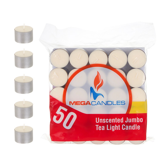 CGA105I 1.5" x 1" Jumbo Tea Light Candle - Ivory (Bag of 50 candles)