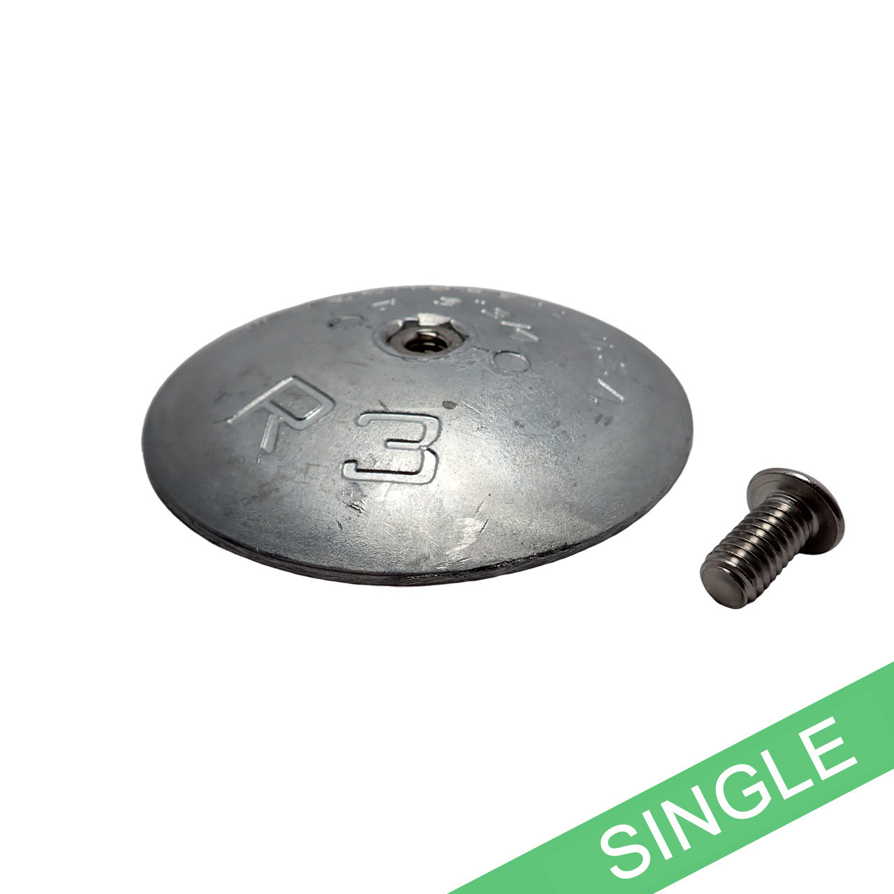 R-3-Single One-Piece Trim Tab Zinc Anode - 3-3/4