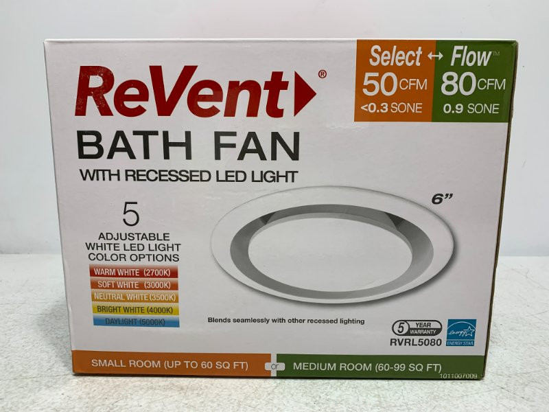 ReVent RVRL5080 Bath Fan 50/80CFM 6