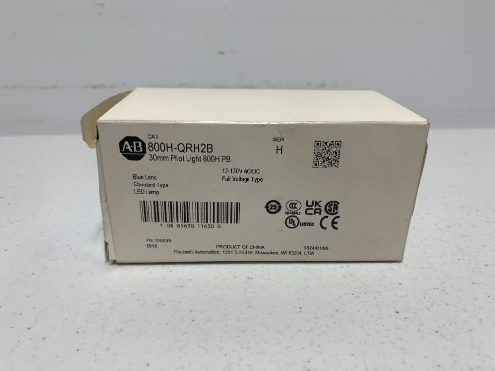 Allen Bradley 800H-QRH2B Pilot Light 12-130V AC/DC LED