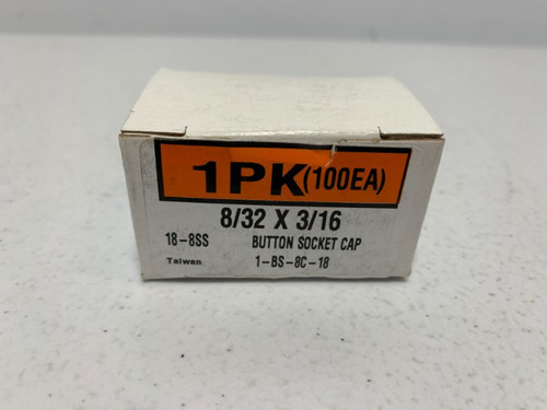 McMaster Carr 1-BS-8C-18 Button Socket Cap Screw 8/32 x 3/16" (lot of 100)
