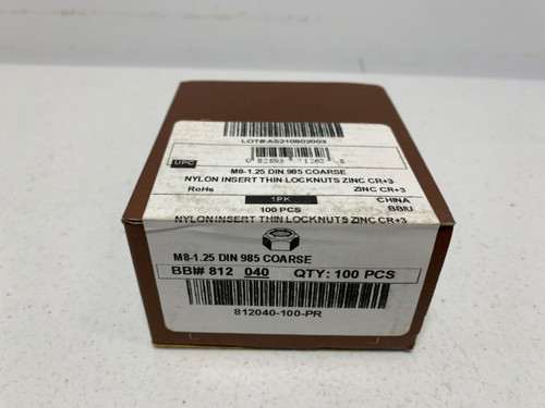 Brighton Best 812040-100-PR Lock Nut M8-1.25 Steel Zinc Plated (lot of 100)