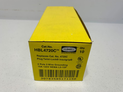 Hubbell HBL4720C Locking Plug 15A 125V L5-15P