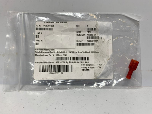 STA-KON 18RA-2577 Female Disconnect 22-18 AWG 0.25" Tab