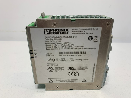 Phoenix Contact 2320461 UPS 24VDC Input 12V/5A 24V/10A Output