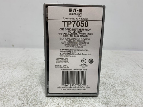Eaton TP7050 Outlet Box 18.3 cu in 5x3/4" Holes