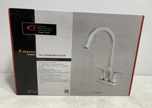 Compass Manufacturing Int 192-6416 Centerset 4"  Two Handle Bar Faucet Chrome