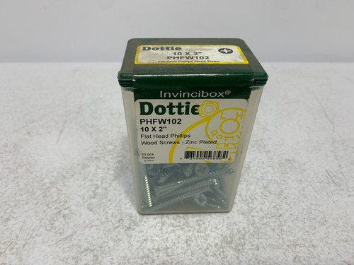 Dottie PHFW102 Wood Screw #10 2" Flat Head Phillips Zinc Plated (lot of 50)