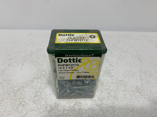Dottie PHFW12112 Wood Screw #12 1-1/2" Flat Head Phillips Zinc Plated (lot of 100)