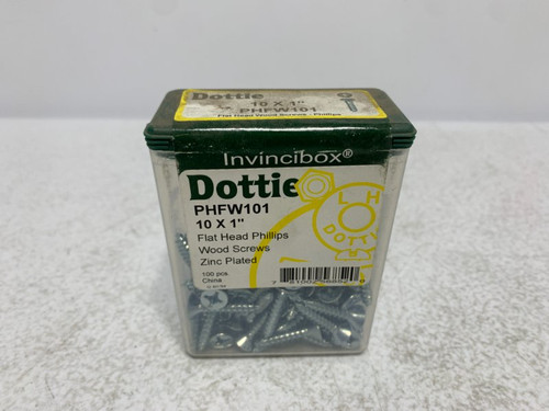 Dottie PHFW101 Wood Screw #10 x 1" Zinc Plated Phillips Flat Head (lot of 100)