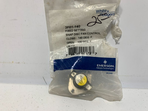 Emerson 3F01-140 Snap Disc Fan Control 140 degF Cut-In 120 degF Cut-Out