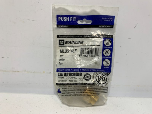 Mainline MLU514LF End Stop 1/2" Push Connect Brass