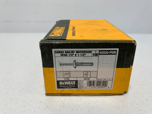 Dewalt 02820-PWR Drive Anchor 1/4" x 1-1/2" Mushroom Head (lot of 100)
