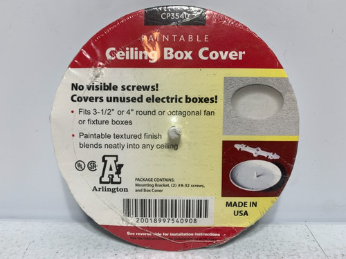 Arlington CP3540 Ceiling Box Cover 3-1/2" to 4" Round White