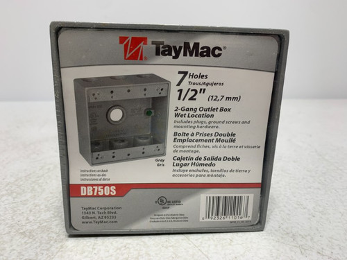Taymac DB750S Outlet Box 2-Gang 7 Holes 1/2"