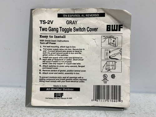 BWF TS-2V Toggle Switch Cover 15/20A Weatherproof Gray