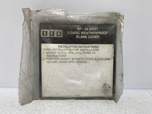 SES BP-20 Blank Cover Weatherproof 2-Gang Gray
