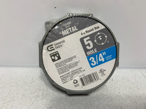 Commercial Electric 135 532 Outlet Box 4" Round 5-Hole 3/4" Threaded