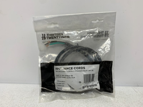 Thirteen Twenty-Nine WH AP16/3-3S Appliance Cord 15A 125V 3ft