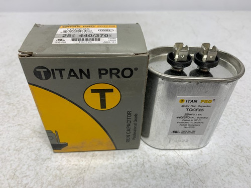 Titan Pro TOCF25 Run Capacitor 25 MFD 440/370V Oval