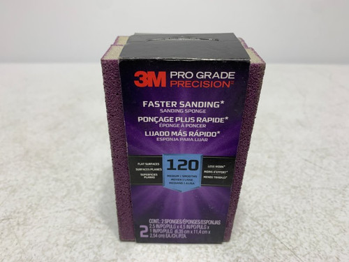 3M FSB120-PGP-2T Sanding Sponge 120 Grit 2.5"x4.5"x1" (lot of 2)