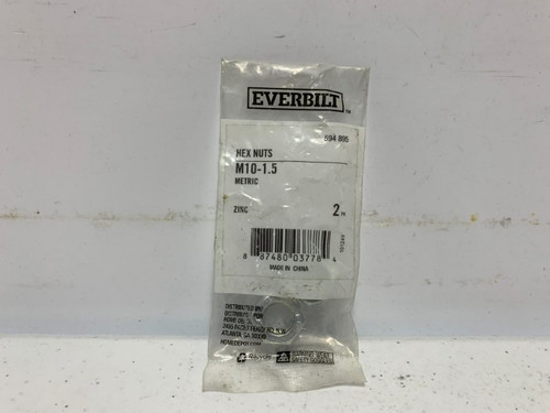 Everbilt 594-895 Hex Nut M10-1.5 Zinc (lot of 2)