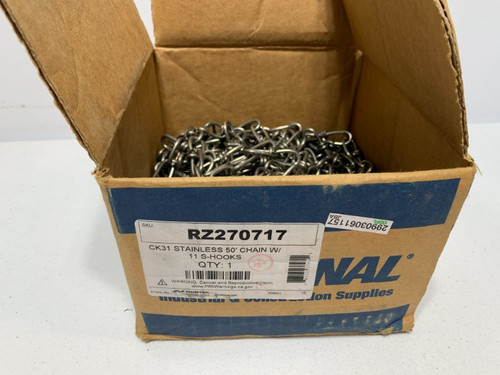 Fastanal RZ270717 Stainless Chain 50' w/ 11 S-Hooks