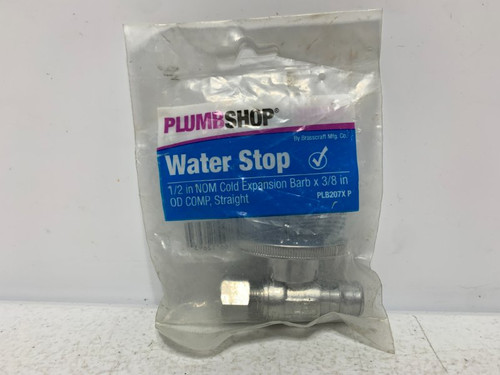 Plumb Shop PLB207X P Water Stop 1/2" x 3/8" OD Comp Straight