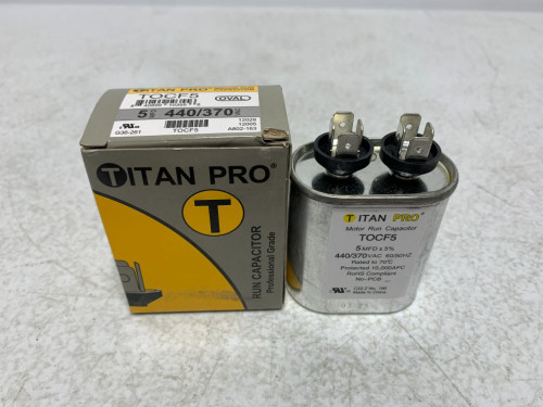 Titan Pro TOCF5 Motor Run Capacitor 5 MFD 440/370V Oval