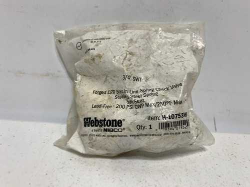 Nibco H-10753W Check Valve 3/4" SWT 200 PSI 250 degF