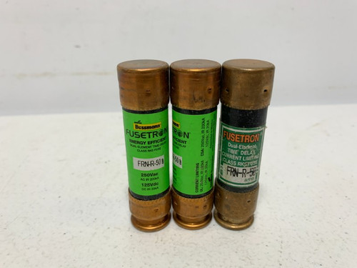Cooper Bussmann FRN-R-50 Fuse 50A 250Vac Class RK5 Time Delay (lot of 3)