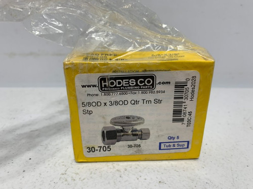 Hodes 30-705 Brass Tubular 5/8"OD x 3/8"OD Qtr Trn Str Stp