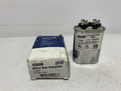 Mars 12008 Motor Run Capacitor 10 MFD 370VAC Oval