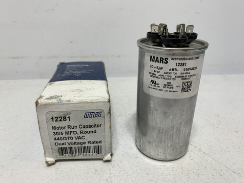 Mars 12281 Motor Run Capacitor 30/5MFD 440VAC Round