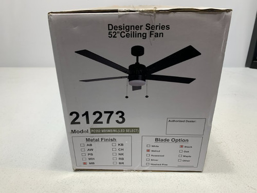 HOMEnhancements 21273 52" Ceiling Fan MB Walnut Black