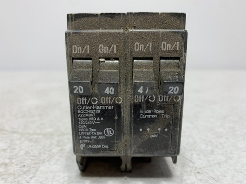Eaton BQC2402120 Circuit Breaker 40/20/20A 120/240V 4-Pole