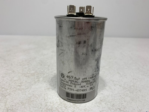 Carrier P291-4574RS Dual Run Capacitor 45/7.5MFD 440VAC Round