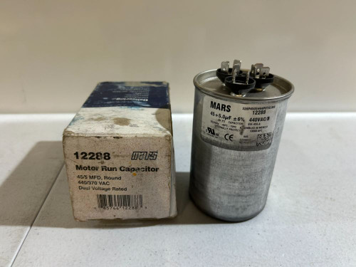 Mars 12288 Motor Run Capacitor 45/5 MFD 440VAC Round