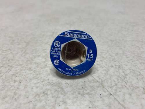Cooper Bussmann S15 Plug Fuse 15A 125V Time Delay