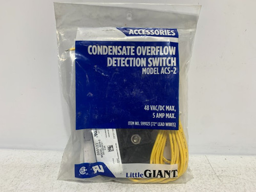 Little Giant ACS-2 Condensate Overflow Switch 48VAC/DC 5A 72" Lead Wires